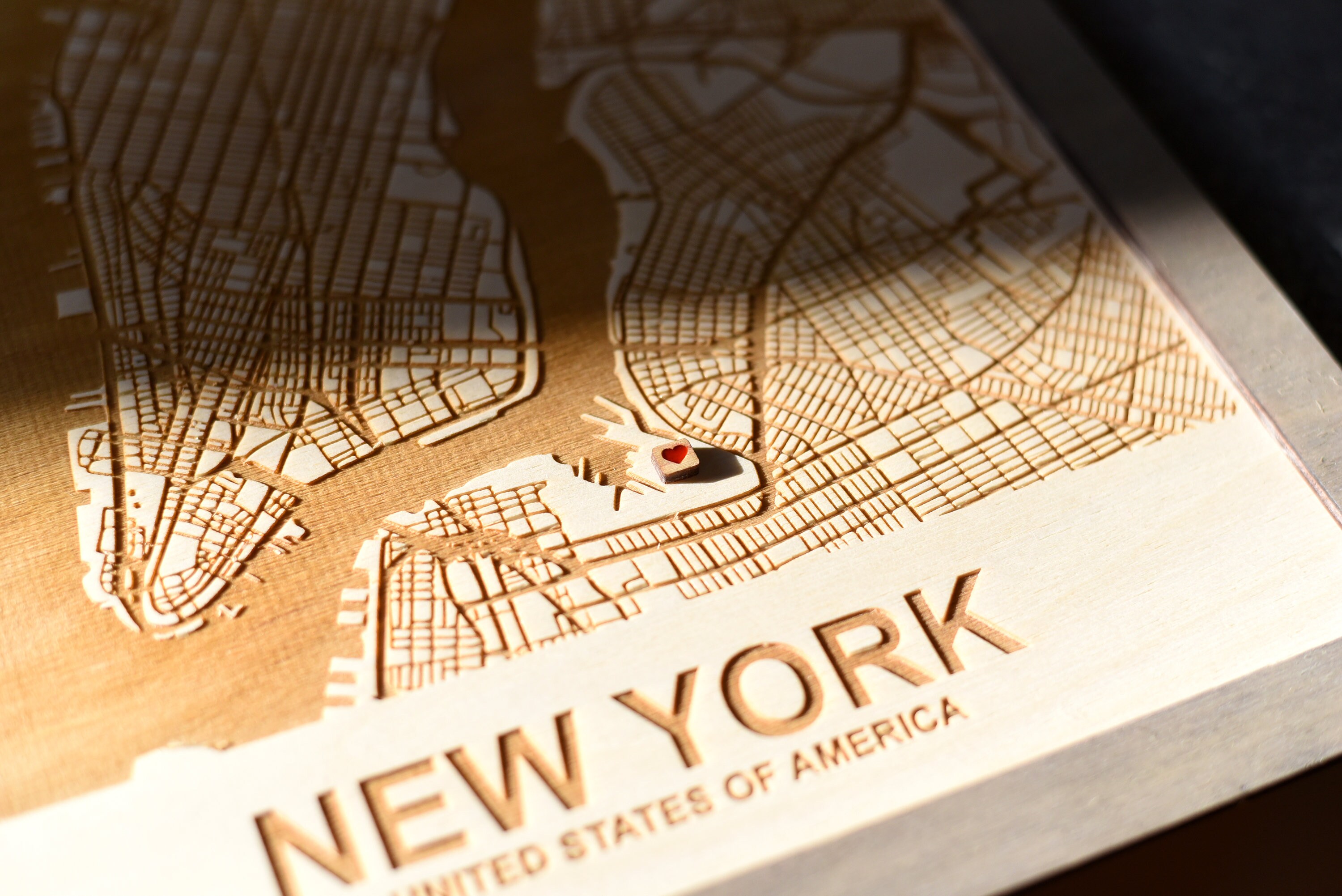 NEW YORK City Map Wall Art Engraved Wood Laser Cut Map Wall Etsy