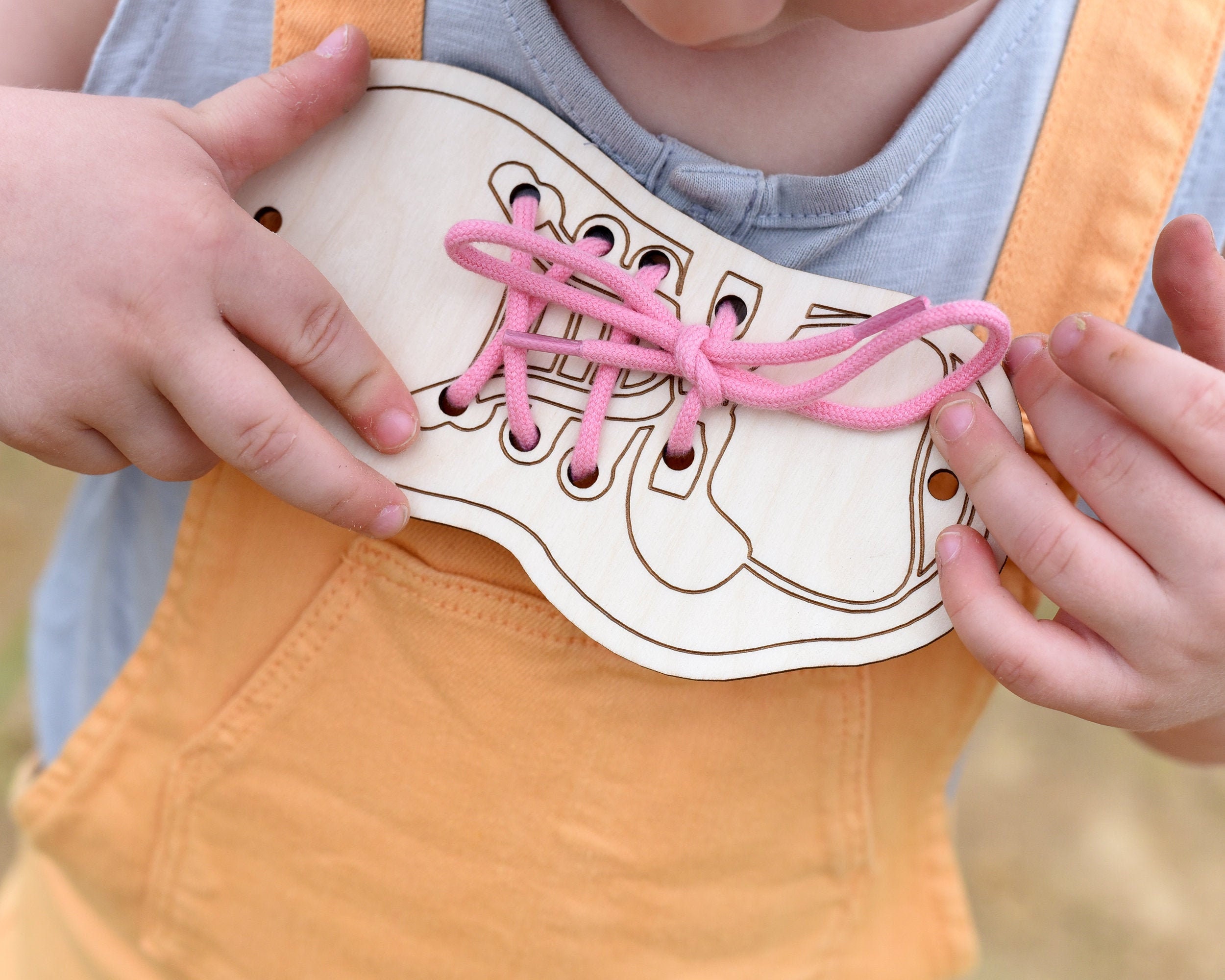 Wooden Lacing Shoe Toy Montessori Lacing Cards Activity Etsy