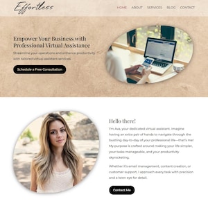 Plantilla de sitio web Divi de WordPress sin esfuerzo para asistentes virtuales, entrenadores y autónomos