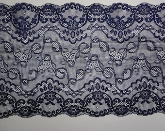 5 metres Navy Blue Dainty Soft Stretch Lace Trim 1/"//2.5cm TOP SELLER Trimming