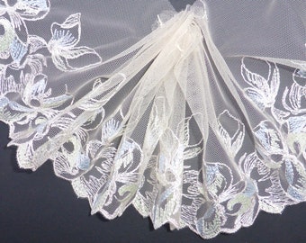 Pale Peach Satin Embroidered Broderie Lace Trim 3.25/"//8cm TOP SELLER 3 METRES