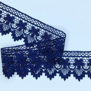 2 METRES Premium Quality Navy Blue Venise Guipure Lace Trim 2.25/6cm image 1