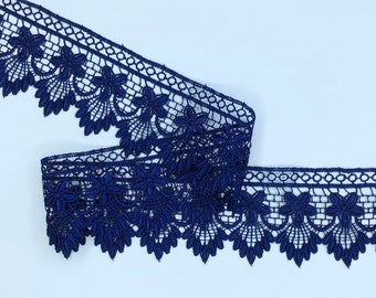 3 METRES Premium Quality Navy Blue Venise Guipure Lace Trim 2.25”/6cm