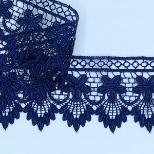 2 METRES Premium Quality Navy Blue Venise Guipure Lace Trim 2.25/6cm image 6