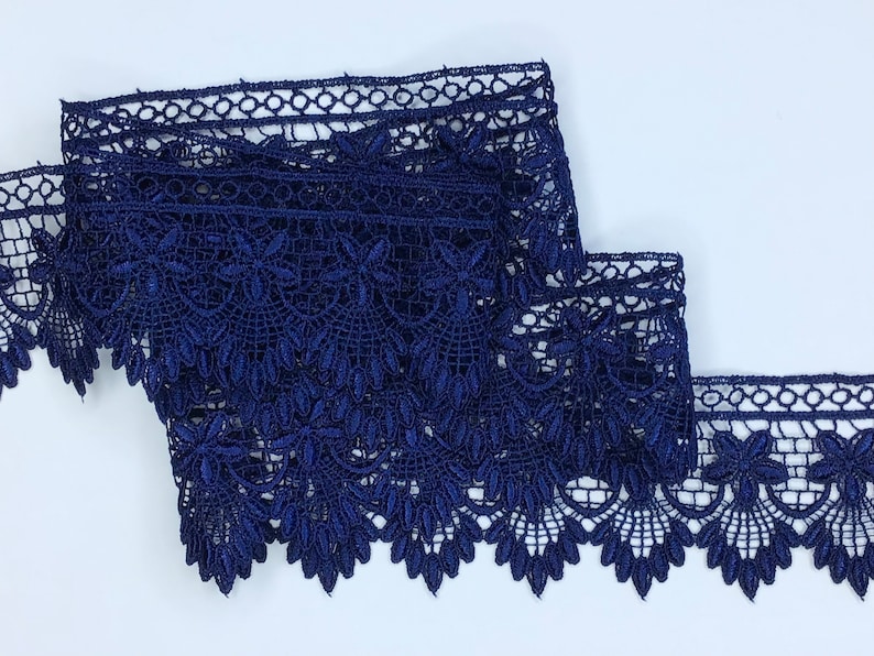 2 METRES Premium Quality Navy Blue Venise Guipure Lace Trim 2.25/6cm image 7