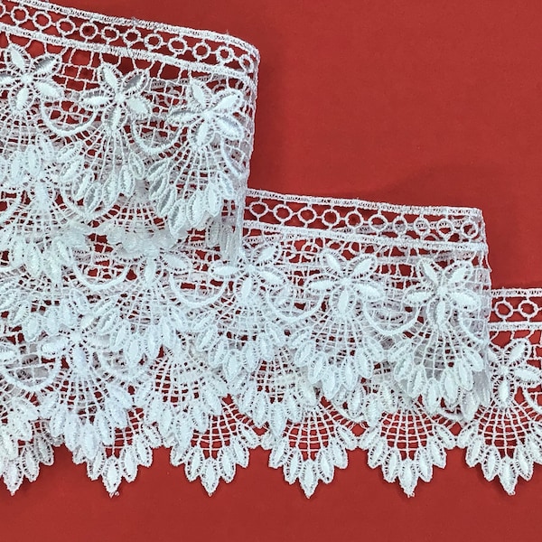 3 METRES Premium Quality White Venise Guipure Lace Trim 2.25”/6cm