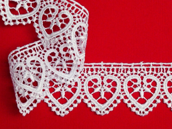 8 mètres qualité Premium blanc coeurs Design Guipure 1.25 8 mètres qualité Premium blanc coeurs Design Guipure 1.25
