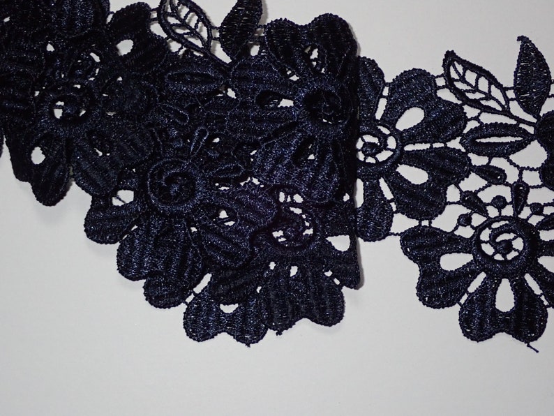 The Place for Lace Navy Blue Flower Guipure Lace Trim Etsy