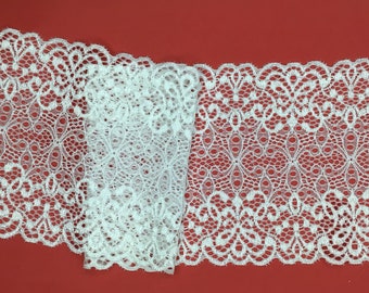 3 METRES Dainty Bright White Floral Stretch Lace Trim 4.75”/12cm