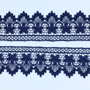 2 METRES Premium Quality Navy Blue Venise Guipure Lace Trim 2.25/6cm image 3