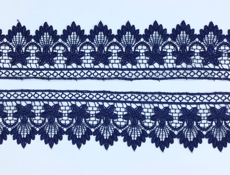 2 METRES Premium Quality Navy Blue Venise Guipure Lace Trim 2.25/6cm image 3