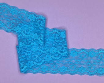 5 METRES Vibrant Turquoise Soft Stretch Lace Trim 2”/5cm