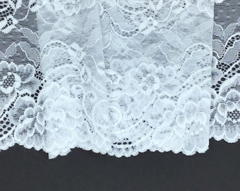 2 METRES Beautiful Ivory Floral Design Wide Stretch Lace Trim 7.5”/19cm