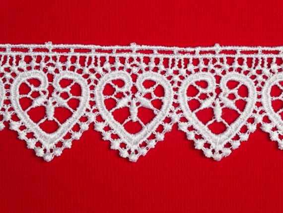 8 mètres qualité Premium blanc coeurs Design Guipure 1.25 8 mètres qualité Premium blanc coeurs Design Guipure 1.25