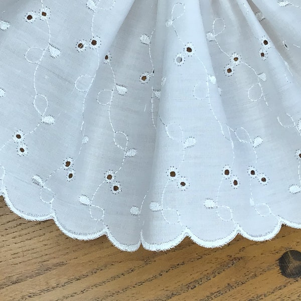 Quality White Polycotton Broderie Anglaise Lace Trim 8”/20cm PER METRE