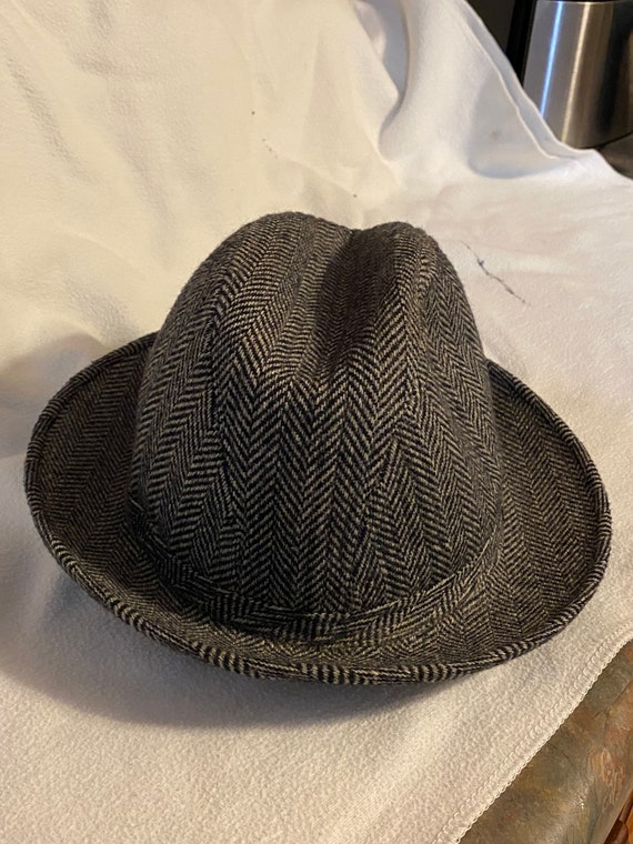 London Fog Fedora Black Tweed Hat - image 7