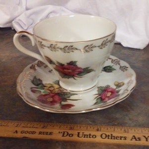 Norcrest August Poppy China Teacup and Saucer Set