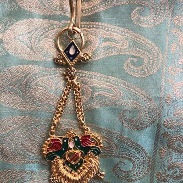 Key Carrier Indian Gold Peacock  Saree