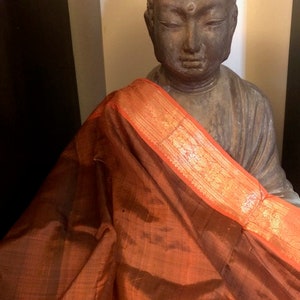 Sari arancione in pura seta