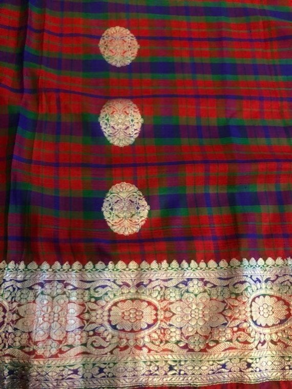 Vintage Pure Silk Checked Saree