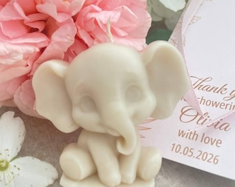 Elephant Baby Shower Party Favors - Baby Girl Elephant Candles – Little Peanut On The Way – Its a Girl – 1st Birthday Decor Party