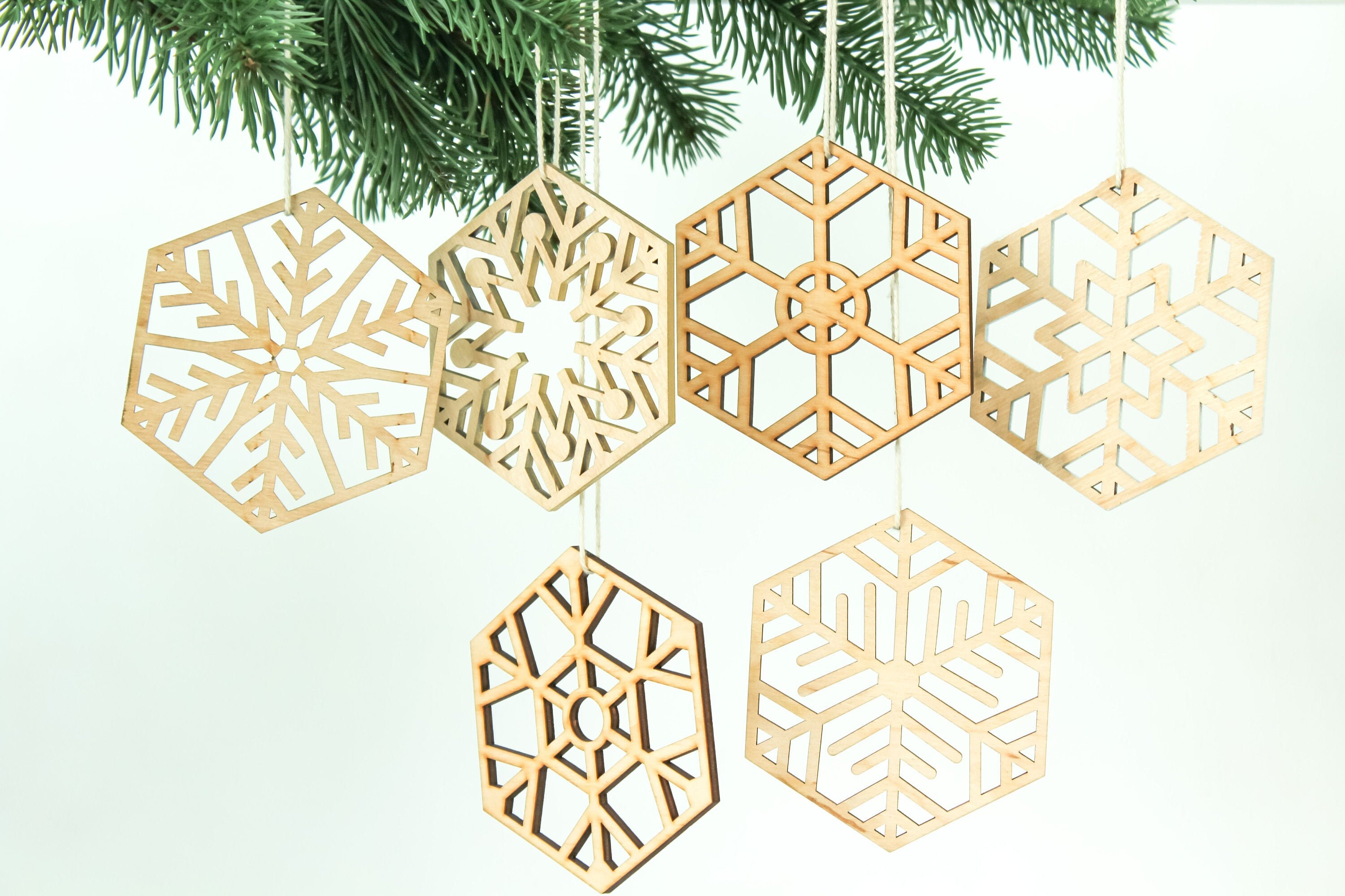 Set of 6 Scandinavian Christmas Ornaments Wood Xmas Etsy
