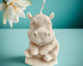 Hip Hip Hooray Hippo Candle – First Birthday Favor – Baby Shower Gift – Safari Animal Candle – Wild One Party – Cute Mini Hippo Gift Box