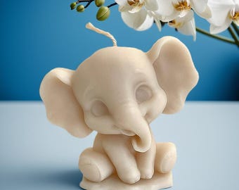 Little Peanut Baby Shower Favors Set — Elephant Candle Party Favors | It's a Boy Gender Reveal — Personalized Tags