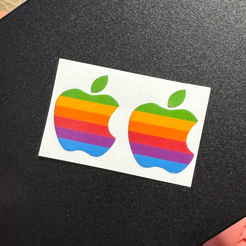 Retro iPhone Apple Logo Aufkleber Regenbogen Bild 2