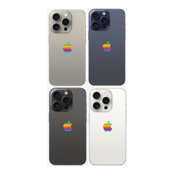 Calcomanía retro con el logotipo de Apple para iPhone / Arco iris