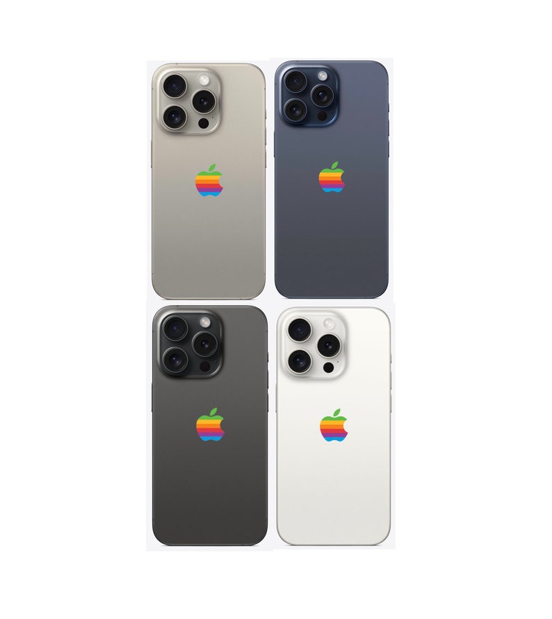 Retro iPhone Apple Logo Decal Rainbow image 1