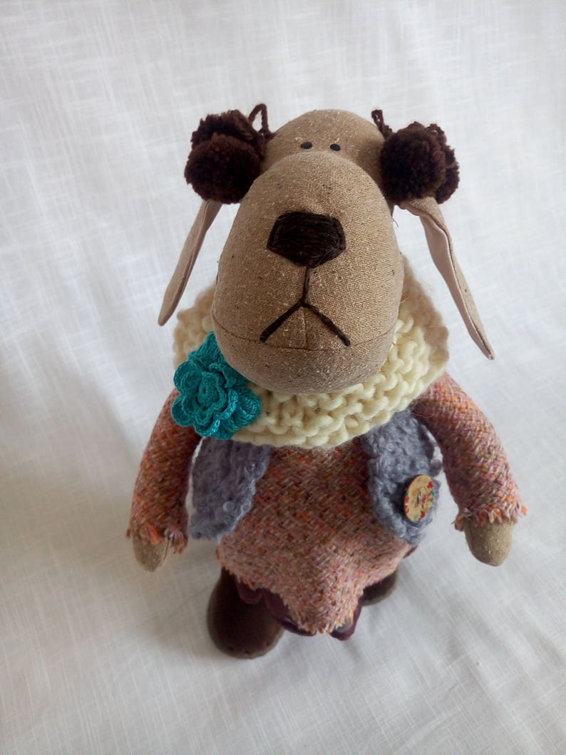 Rag toy dog Textile dog in clothes Dog puppy a birthday Etsy