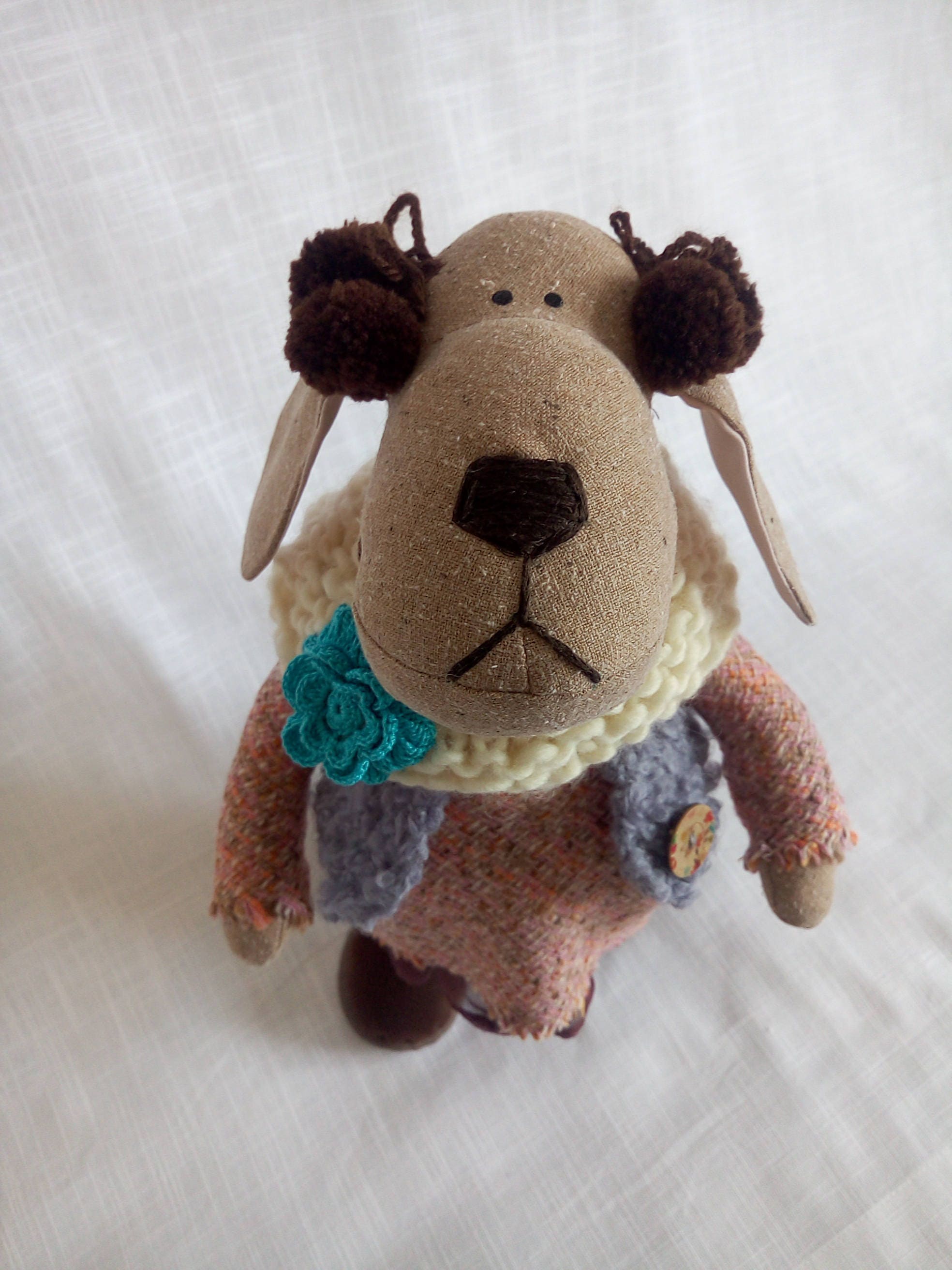 Rag toy dog Textile dog in clothes Dog puppy a birthday Etsy