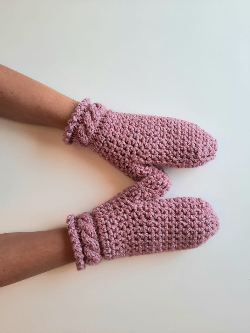 Cable knitted mittens. Hand warmers. Winter handmade gloves. Crochet thick mittens. Chunky knitted mittens. Semi-woolen mittens. image 5