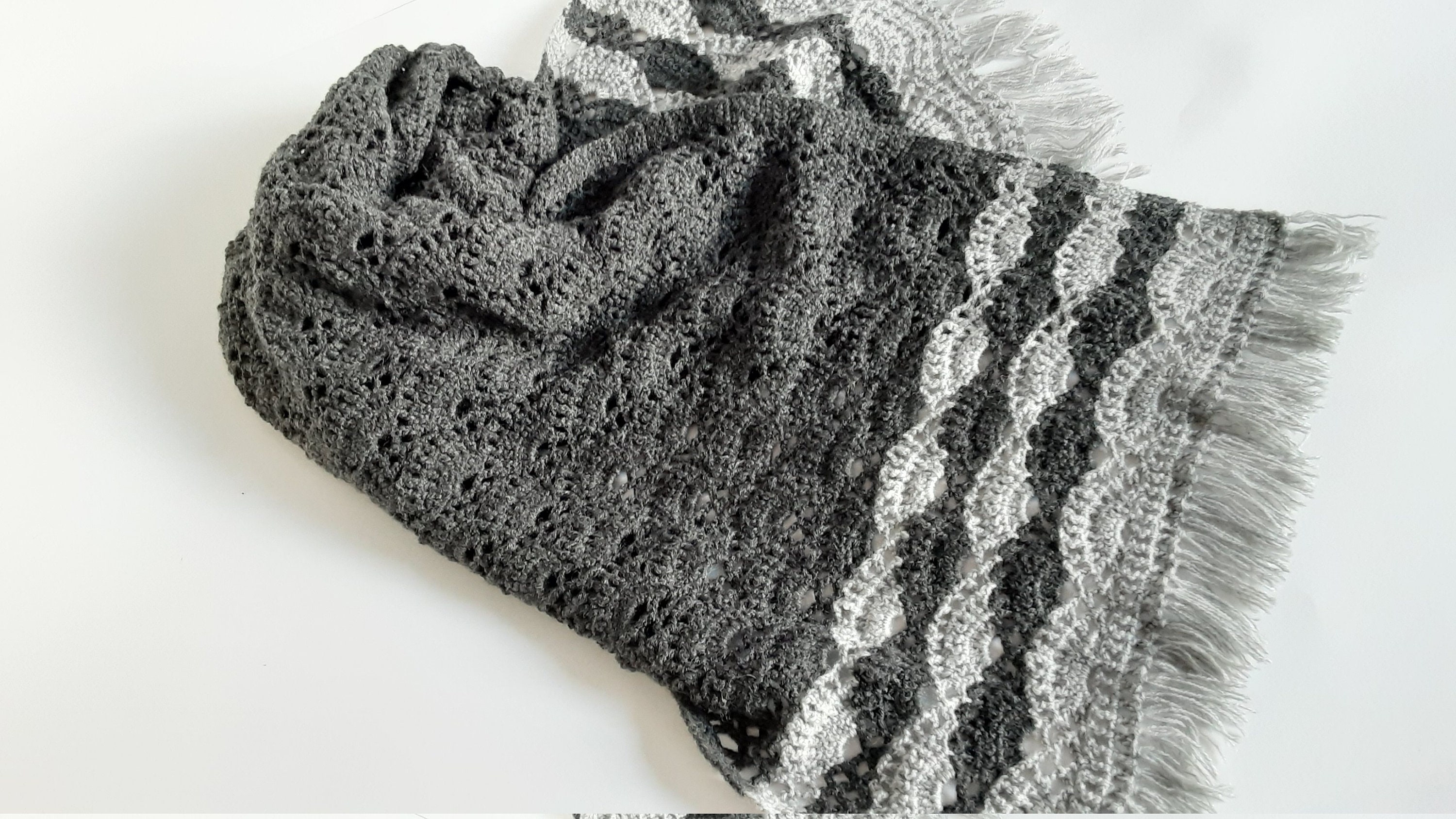 Scarf dark gray Palatine knitted Shawl openwork Snud hood Hood | Etsy