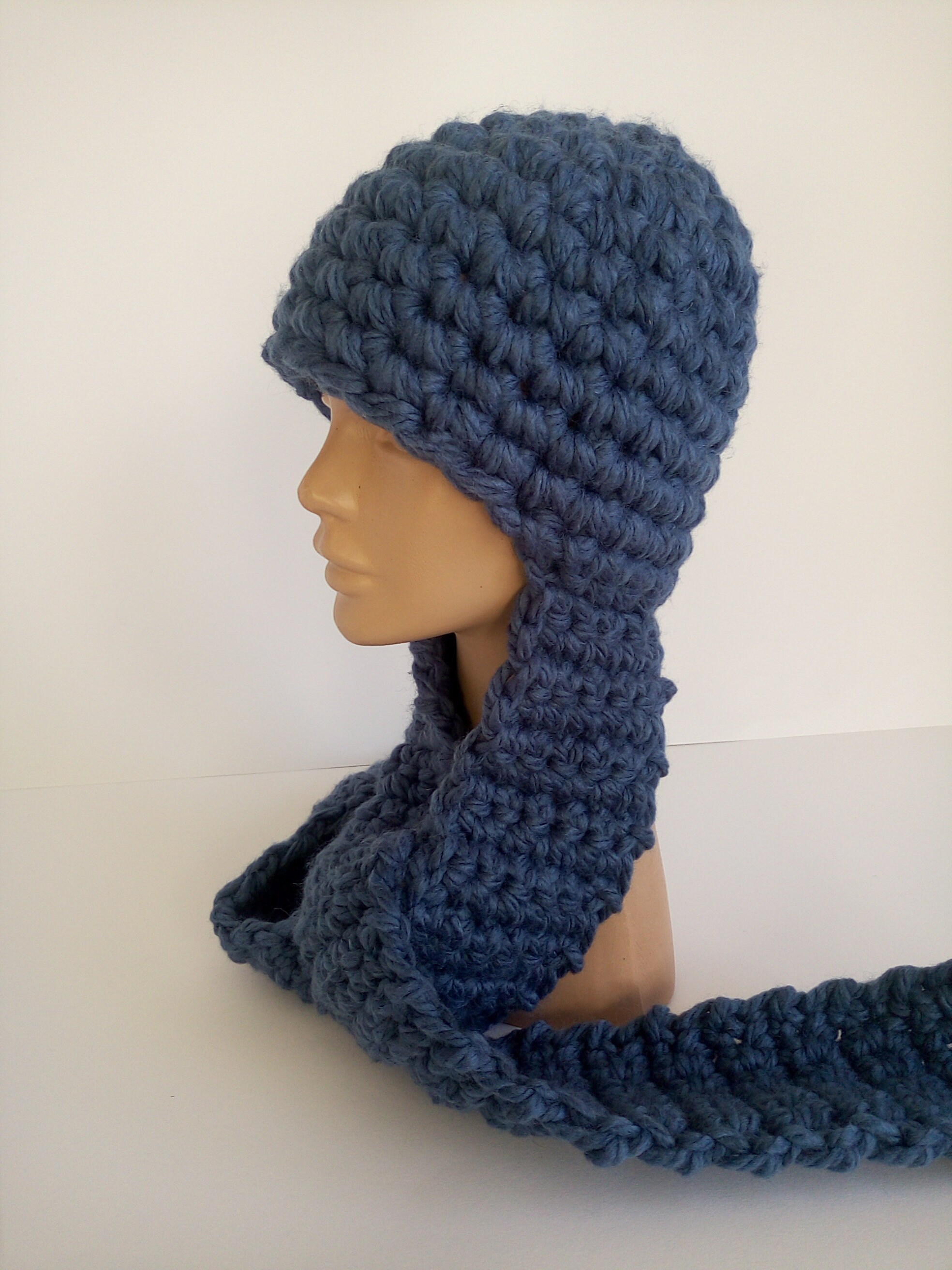 Hat Blue Womens Hat Flap Garter Nomad Scarf Hat Blue Ear Flap - Etsy