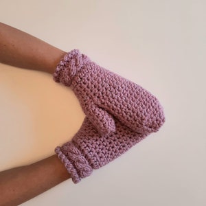 Cable knitted mittens. Hand warmers. Winter handmade gloves. Crochet thick mittens. Chunky knitted mittens. Semi-woolen mittens. image 4