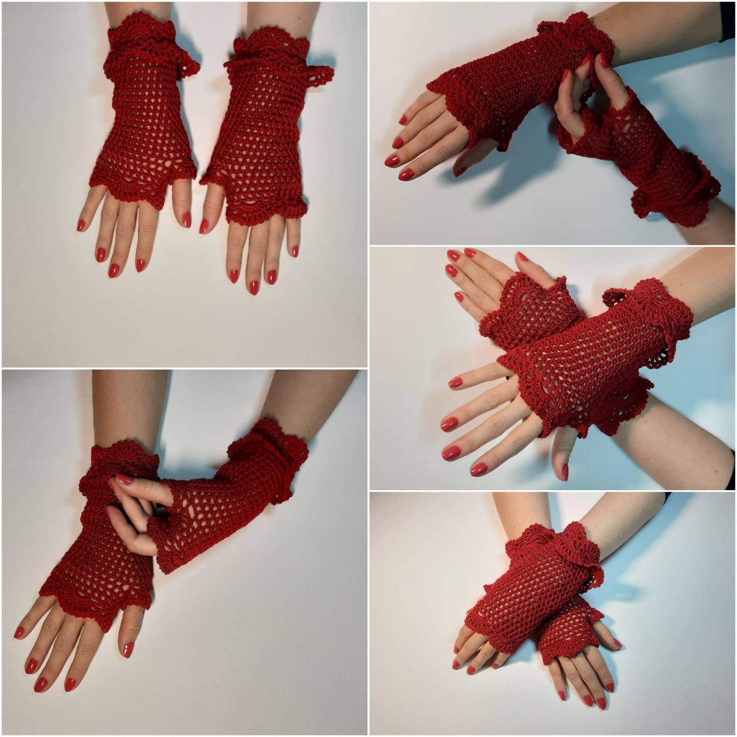 Crochet Fingerless Gloves, Cotton Brown Fingerless Gloves, Lace Gloves, Crochet Mittens, Boho Gloves, Arm Warmers, Knitted Ruffle Gloves
