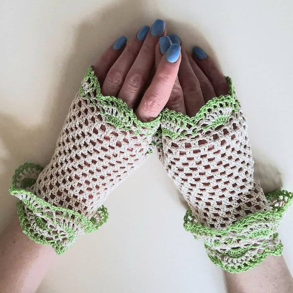 Lace Gloves Without Fingers Etsy