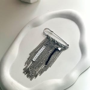 Stylish Chain Safety Pin – Clothing Accessory, Brooch with Charms, Rock Style, Gothic, Punk Jewelry