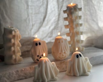 Handmade Ghost Soy Wax Candle: Spooky Halloween Decor