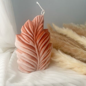 Leaf Pillar Candle, Leaf Shape Sculpture Candle, Luxury Decorative Candle, New Home Gift Candle. Off-White Oatmeal Leaf Candle | Irregular