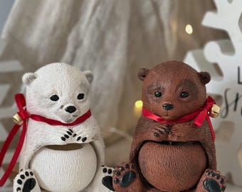 Handmade Gypsum Polar Bear Candle, Christmas Scented Decor