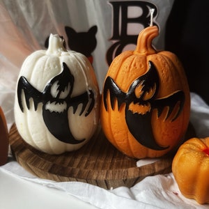 Ghost Pumpkin Candle, Pumpkin Shaped Candle, Halloween Decor, Fall Decor, Pumpkin Scented Candle, Halloween