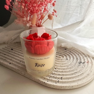 Flower candle Rose, Scented soy wax candle, Beautiful candle, Romantic gift for her, -Mother’s Day gift - Housewarming, Container Candle