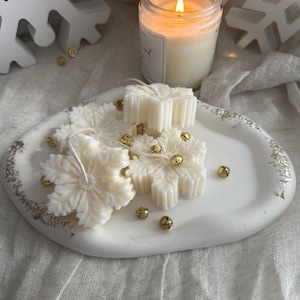Bougie flocon de neige : décoration de Noël, cadeau d'hiver en cire de soja