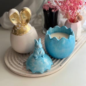 Easter Bunny Container Candle| Easter Egg candles | Easter rabbit candle gift and decor | Farmhouse Decor | Housewarming gift | Surprise egg
