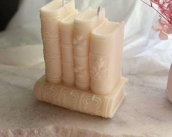 Book Stack Candle: Soy Wax Book Lover Gift