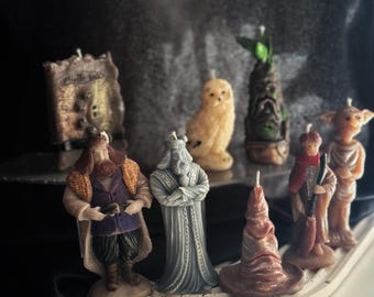 Magic candles collection,Bookish Candle, Literary Candle, Anniversary Gift,wizard inspired, owl candle inspired by wizard stories