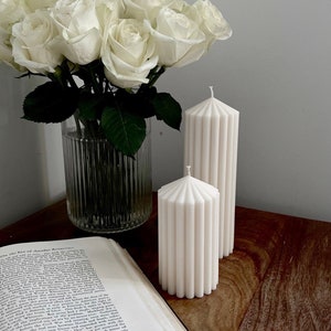 Ribbed Peak Pillar Candle- huge Ribbed Pillar Candle - Classic Pillar Candle - Home Decor Candle